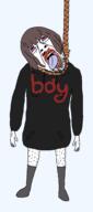 anime boymoder clothes crying glasses hair hanging hoodie menhera_chan mustache open_mouth sock soyjak stubble text tongue tranny // 1197x2709 // 212.7KB