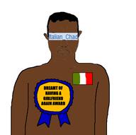 arm award badge closed_mouth countrywar ear glasses italian_chad(namefag) italy smirk smug soyjak stubble text variant:chudjak // 600x596 // 34.5KB