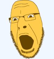 emoticon glasses open_mouth series:soymoji shocked soyjak stubble variant:cobson yellow_skin // 721x789 // 28.6KB