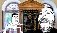 angry animated clarinet clothes full_body glasses hat hava_nagila hebrew_text holding_object judaism kike kippah klezmer music musical_instrument stubble synagogue variant:chudjak variant:gapejak video // 1208x712, 27.7s // 5.0MB