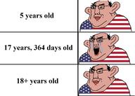 amerimutt angry balding bloodshot_eyes closed_mouth crying ear glasses hair smile smug soyjak text united_states variant:chudjak // 1750x1252 // 288.0KB