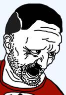 adolf_hitler clothes ear leonardo_davinci open_mouth screaming soyjak stubble swastika variant:unknown // 243x350 // 35.7KB