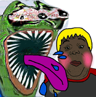 amphibian animated award black_skin blush frog licking nas:pepe open_mouth pepe pepe_the_frog saliva spit subnas:hungrytas subvariant:hunky_twink_sex_machine teeth tongue tongue_out variant:alicia yellow_hair // 700x708 // 275.1KB
