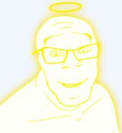 angel glasses glowing halo smile soyjak teeth transparent_background variant:feraljak yellow // 1024x1110 // 171.0KB