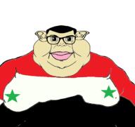 aleppo bashar_alassad civil_war closed_mouth ear fat flag hair soyjak star_(symbol) subvariant:branigger syria variant:brandon // 1674x1582 // 243.6KB