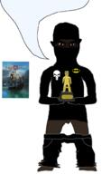 Warrior-Z(user) angry award balaclava batman black_skin glasses god_of_war hand holding_object kratos meta:SOYDUEL_TOOK_PLACE_IN_COMMENT_SECTION nigger skull speech_bubble speech_bubble_empty subvariant:chudjak_front subvariant:obsessedchud the_punisher tiniest_pecker_award tiny_penis variant:chudjak // 1319x2065 // 404.5KB