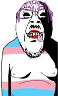 biting_lip flag:transgender_pride_flag glasses hair lipstick ominous purple_hair smile soyjak stubble subvariant:hornybernd teeth template tongue transparent_background variant:bernd // 960x1576 // 60.3KB