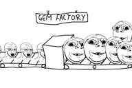 conveyor_belt deformed factory gem gem_factory glasses machine multiple_soyjaks open_mouth sign smile soyjak stubble subvariant:emmanuel subvariant:wholesome_soyjak variant:gapejak variant:soyak // 1200x800 // 108.0KB