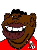 black_skin clothes ear hair kfc nigger open_mouth soyjak stubble subvariant:impish_tyrone tyrone variant:impish_soyak_ears // 598x800 // 93.7KB