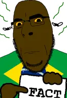black_eyes brown_skin fact fact_sign flag:brazil flies glasses looking_at_you pointing pointing_at_object sign soyjak stare stinky stubble variant:cobson yellow_sclera // 775x1127 // 332.0KB