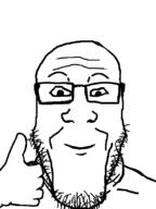 glasses happy smile soyjak stubble thumbs_up variant:markiplier_soyjak // 600x800 // 32.9KB