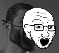gigachad glasses mask nas:gigachad open_mouth soyjak stubble variant:soyak // 926x828 // 190.1KB