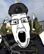 brenton_tarrant camouflage christchurch_shooting clothes glasses glove gun irl_background islam multicam open_mouth soyjak stubble text variant:ppp // 1000x1233 // 283.4KB