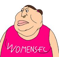 big_lips brown_hair clothes fat football football_jersey hair_ribbon norf_fc nose_piercing nose_ring obese soccer subvariant:female_meximutt variant:meximutt // 888x849 // 194.9KB