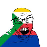 angry comoros country flag glasses jacksepticeye looking_at_you mustache open_mouth soyjak stubble teeth variant:feraljak youtube // 1500x1500 // 28.2KB