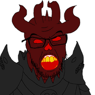 angry armor bald chaos forehead_lines glasses glowing_eyes horn khorne open_mouth red_eyes red_skin stubble variant:feraljak warhammer warhammer_40k // 1500x1500 // 149.1KB