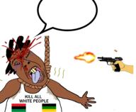 african_national_congress black_skin blood clothes countrywar crying dead gun gunshot hair hanging minus8 nigger open_mouth pan_african pistol rope speech_bubble speech_bubble_empty stinky tongue twp variant:gapejak yellow_teeth // 1920x1580 // 258.0KB
