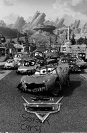 black_and_white cars glasses lightning_mcqueen mater_(cars) meta:the_gem_that_saved_the_sharty movie movie_poster poster radiator_springs stubble variant:unknown // 1185x1800 // 1.5MB