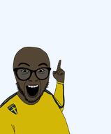 artist:toniylijani bald black_skin finnish_text flag:sweden glasses hair nigger open_mouth pointing pointing_up stubble sweden sweden_will_never_be_white track_suit variant:abortion_lover yellow_eyes yellow_shirt yellow_teeth // 794x960 // 17.6KB
