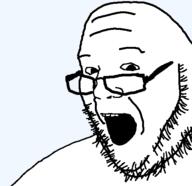 glasses open_mouth soyjak stubble variant:burnsjak // 508x492 // 19.3KB