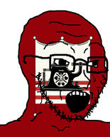 flag flag:ironland glasses hair ironland looking_to_the_right magnify micronation open_mouth soyjak stubble teeth united_states variant:soyak // 644x800 // 228.5KB