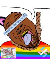 animal brown_skin cat crying flag fox furry gay glasses hanging jewishautismaward78_(namefag) lgbt nazism open_mouth rope soybooru soyjak speech_bubble_empty stubble suicide swastika tattoo text tongue tranny variant:bernd yellow_teeth zoophile // 767x900 // 156.8KB
