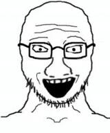 excited glasses looking_at_you open_mouth smile soyjak stubble subvariant:soyak_front variant:soyak // 205x246 // 43.0KB