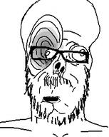 analog_horror big_brain distorted eyes_popping glasses hole itou_junji open_mouth small_mouth soyjak spiral stubble uzumaki variant:a24_slowburn_soyjak // 284x357 // 49.9KB