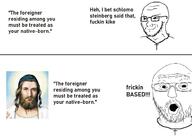 2soyjaks christianity cross glasses jesus judaism open_mouth smile smug soyjak stubble text variant:soyak variant:two_pointing_soyjaks // 977x706 // 73.6KB