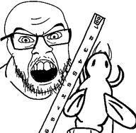 aliased bug glasses merge mustache open_mouth ruler series:fusionjaks soyjak stubble template thrembo variant:56jak variant:feraljak white_background // 426x417 // 7.6KB