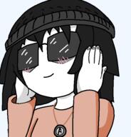 anime avengers beanie blush closed_mouth clothes female glasses hair hand hidamari_sketch necklace soyjak sunglasses variant:soytan yuno_(hidamari_sketch) // 569x594 // 32.2KB