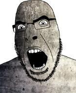 angry glasses hair iron metal open_mouth soyjak stubble teeth variant:cobson // 721x887 // 850.8KB
