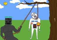 3soyjaks arm artist:jakker award bloodshot_eyes buff closed_mouth clothes crying drawn_background ea_games ear full_body glasses grass grox grox_(spore) hand hanging holding_object holding_rope irl leg lynching minecraft noose open_mouth outdoors rope smile smug soyjak spore stubble subvariant:wholesome_soyjak sun tongue tree variant:bernd variant:chudjak variant:gapejak yellow yellow_skin yellow_teeth // 2048x1462 // 526.4KB