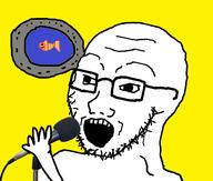 arm fish glasses hand holding_object microphone open_mouth sea singing soyjak stubble submarine the_beatles underwater variant:soyak window yellow_background yellow_submarine // 974x826 // 134.5KB
