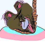 bloodshot_eyes brown_troonjak crying deformed open_mouth rope soyjak suicide tongue transparent_background trend:slopjak variant:bernd // 768x719 // 116.2KB