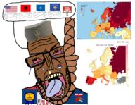 ack aids albania angry artist:Hamas_2 award badge beard black_skin bloodshot_eyes brown_skin clothes crying euromutt europe european eyebrows flag flag:albania flag:china flag:kosovo flag:nato flag:serbia flag:united_states foot glasses hanging hat heart kosovo mutt nato nigger obsession open_mouth redeyes rent_free ribbon rope serbia shitskin srpska star_(symbol) statistics stubble subvariant:euromutt suicide swastika sweater teeth text tongue transgender_flag united_states variant:markiplier_soyjak yugoslavia // 3312x2576 // 4.1MB