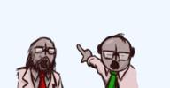 2soyjaks clothes glasses hair madness_combat necktie open_mouth pointing soy_parody soyjak stubble variant:two_pointing_soyjaks // 1920x990 // 892.4KB