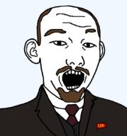 brown_beard brown_eyebrows brown_hair brown_mustache clothes communism ear goatee hair lenin mustache open_mouth russia soviet_union suit variant:carterjak variant:kuzjak vladimir_lenin // 810x871 // 25.0KB