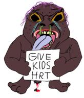 brown_skin brown_troonjak crying distorted glasses holding_object hrt mucus open_mouth pedophile penis purple_hair shaved slopjak soyjak tbp text variant:bernd yellow_sclera // 1626x1909 // 864.1KB