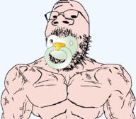 baby babyjak beard binky buff caca glasses high_res muscles muscular_male mustache small_eyes soyjak subvariant:muscular_chud transparent_background variant:chudjak variant:gapejak // 1059x929 // 216.2KB