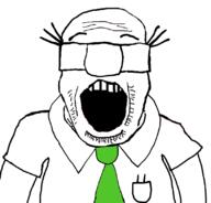 balding clothes dilbert glasses hair necktie open_mouth soyjak stubble subvariant:science_lover variant:markiplier_soyjak wally_(dilbert) // 816x784 // 90.9KB