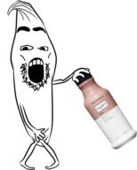 banana bottle full_body glasses holding_bottle holding_object holding_soylent open_mouth plastic_bottle soy soyjak soylent soylent_(cacao) soylent_bottle stubble variant:unknown ylyl_banana // 469x585 // 93.9KB