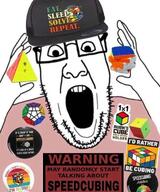 big_nose cap clothes double_chin glasses hand hands_up hat pink_shirt rubik rubix_cube stubble teeth variant:ppp // 603x722 // 80.9KB