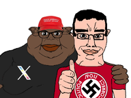 brown_skin chud_branigger_alliance flag:minor_attracted_person maga maga_hat pol_(4chan) subvariant:branigger subvariant:chudjak_front swastika variant:brandon variant:chudjak white_skin xitter // 1094x815 // 273.0KB