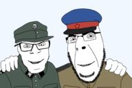 2soyjaks clothes collar_tabs communism friendship galicia_division glasses hammer_and_sickle hat looking_at_you military_uniform nazi_germany nazism nkvd schutzstaffel soviet_army_uniform soviet_union soyjak stubble totenkopf transparent_background variant:cobson variant:feraljak // 1920x1280 // 63.4KB