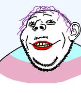 ear eyelashes flag flag:transgender_pride_flag flag_shirt hair lipstick moustache purple_hair red_lips rotten_teeth smile stubble subvariant:gapealien teeth tranny transgender_flag variant:gapejak white_skin // 722x832 // 19.3KB