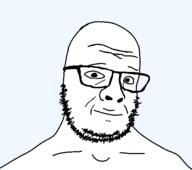 bald closed_mouth glasses happy shirtless smile soyjak stubble template variant:emmajak // 530x470 // 975.1KB