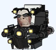 armor burnt closed_mouth core frown g-toilet glasses green_eyes hair jetpack laser scars series:g-squad skibidi skibidi_toilet toilet variant:cobson // 900x800 // 180.5KB