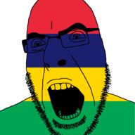 angry country flag glasses mauritius open_mouth soyjak stubble variant:cobson // 721x720 // 11.5KB