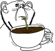 bloodshot_eyes coffee cup drinking drinking_straw ear hand holding_object mug sip soyjak stubble subvariant:impdrink tired variant:impish_soyak_ears wrinkles // 900x850 // 124.9KB